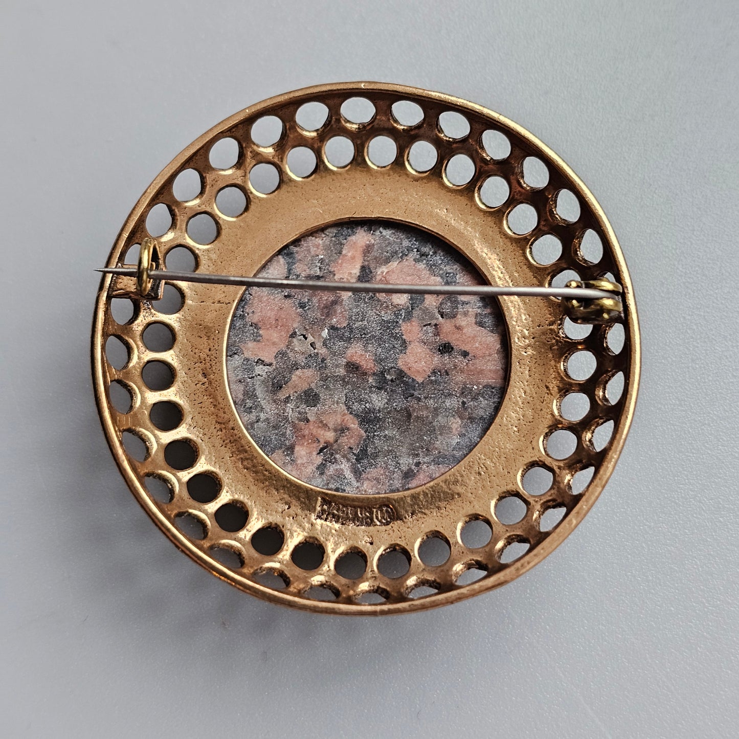 Vintage Kalevala Koru Bronze & Finnish Granite Brooch