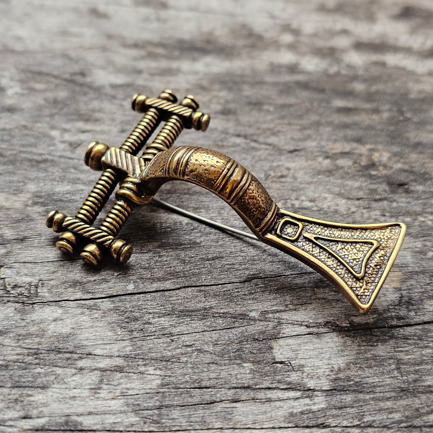 1990s Vintage Kalevala Koru Bronze Tyrvää Fibula Brooch — Roman Iron Age Inspired Finnish Design