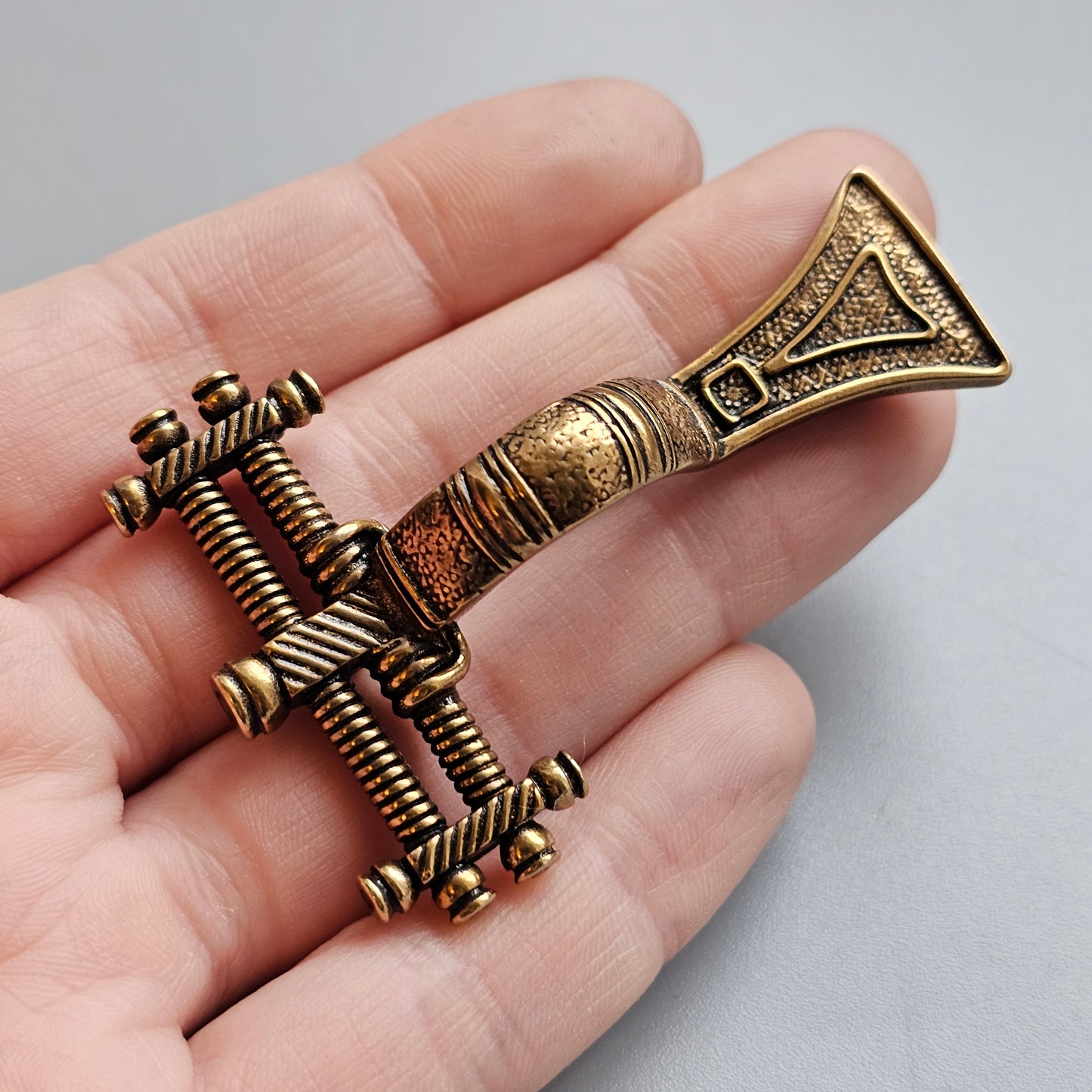 1990s Vintage Kalevala Koru Bronze Tyrvää Fibula Brooch — Roman Iron Age Inspired Finnish Design