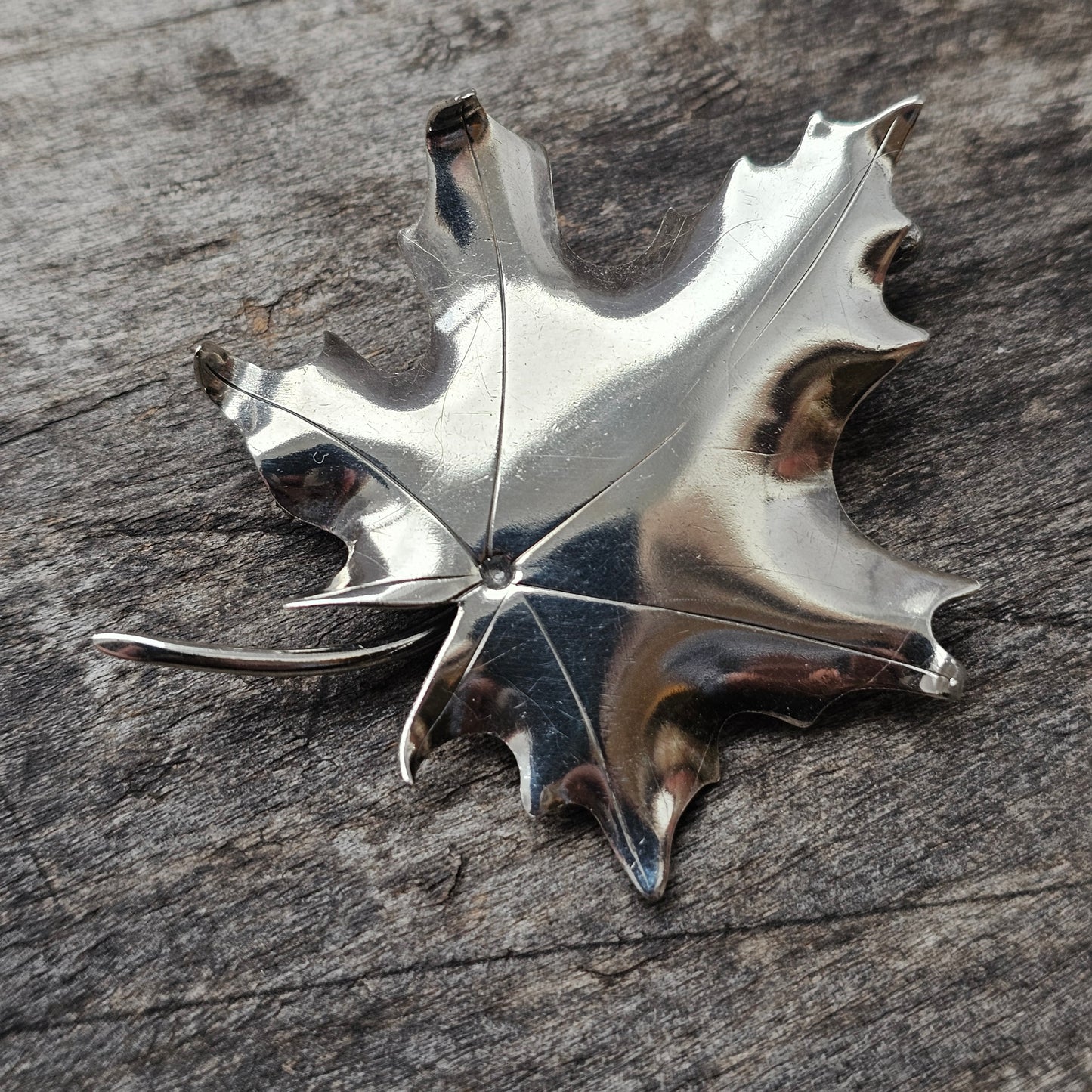 Vintage 1950s Finnish Silver Maple Leaf Brooch — Scandinavian Nature-Inspired Design 1951