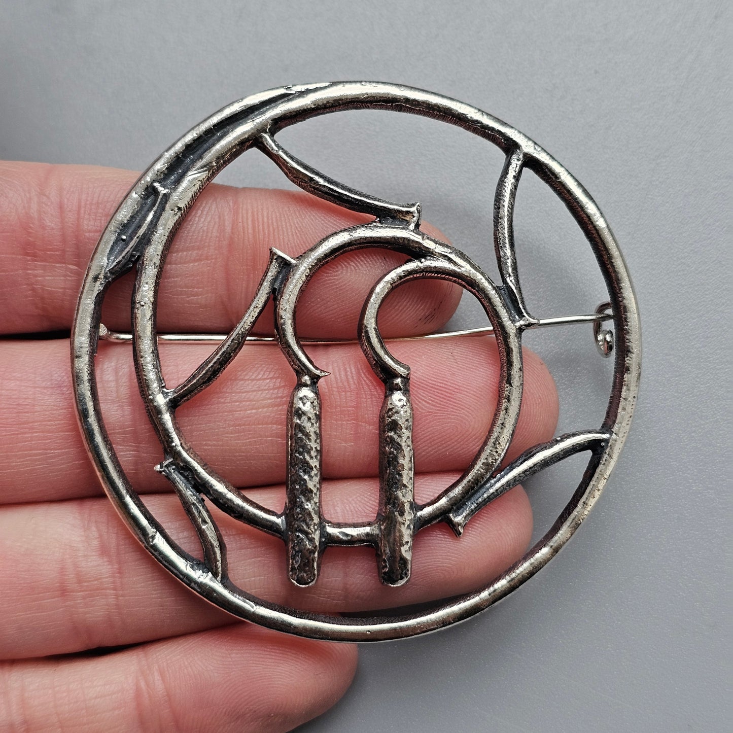 Large 1940s Finnish Art Deco Silver Brooch by Heikki Kaksonen 1947 Spring Theme