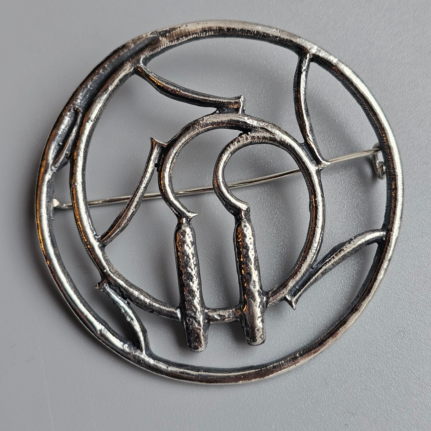 Large 1940s Finnish Art Deco Silver Brooch by Heikki Kaksonen 1947 Spring Theme