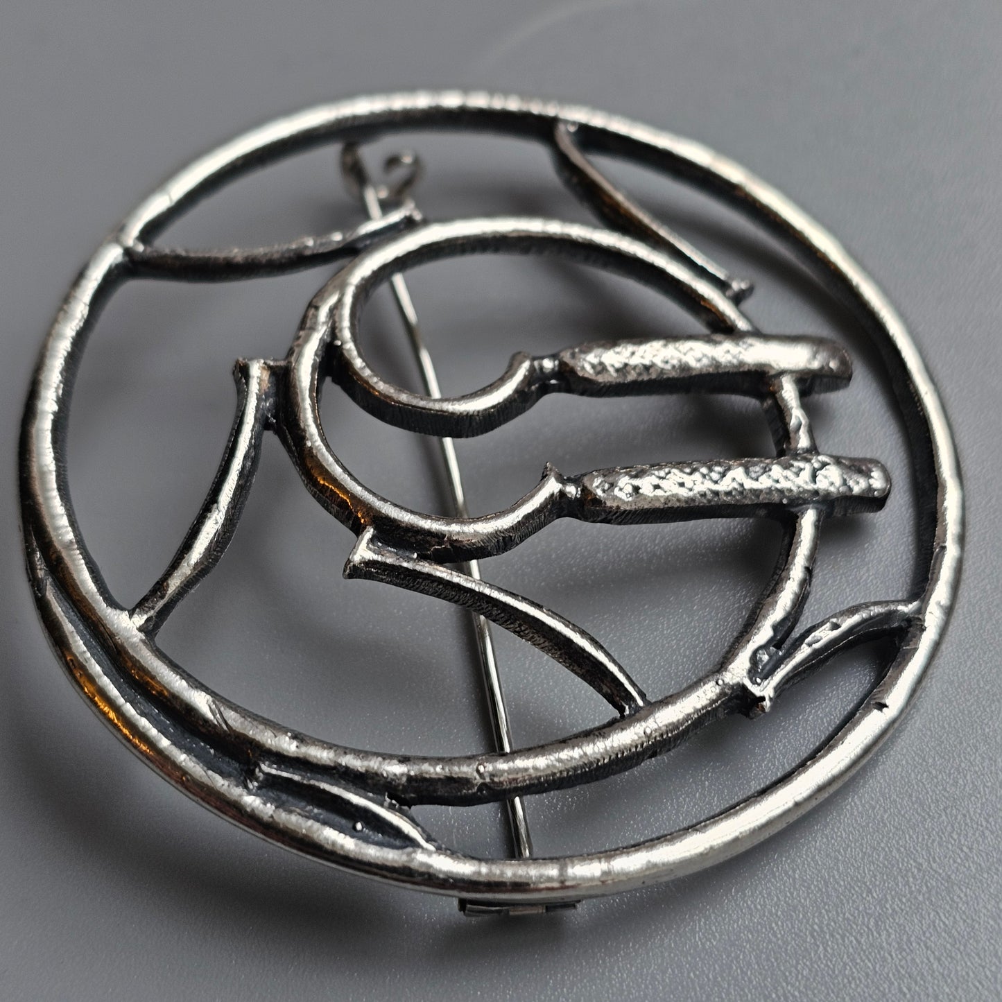 Large 1940s Finnish Art Deco Silver Brooch by Heikki Kaksonen 1947 Spring Theme