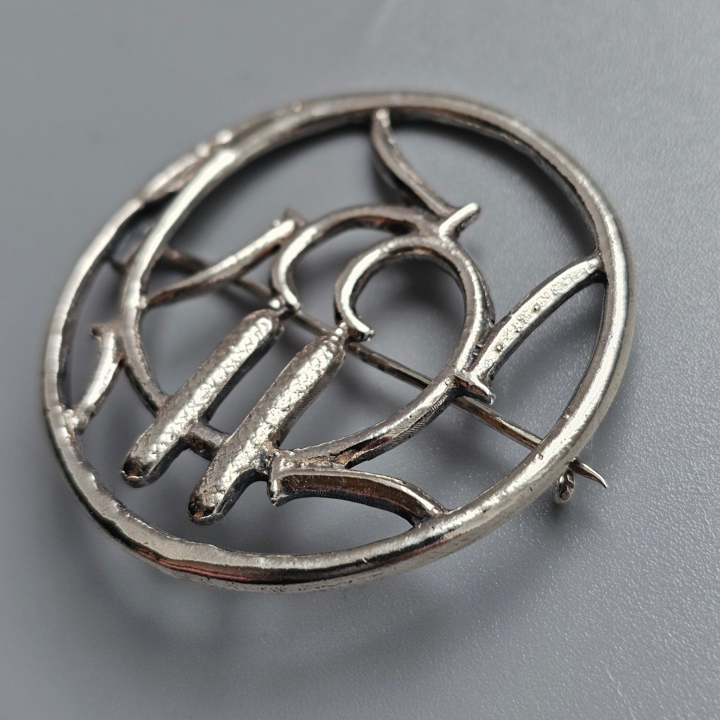 1940s Finnish Art Deco Silver Brooch by Heikki Kaksonen 1943 Spring Theme