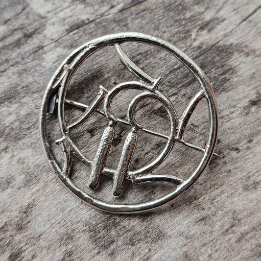 1940s Finnish Art Deco Silver Brooch by Heikki Kaksonen 1943 Spring Theme