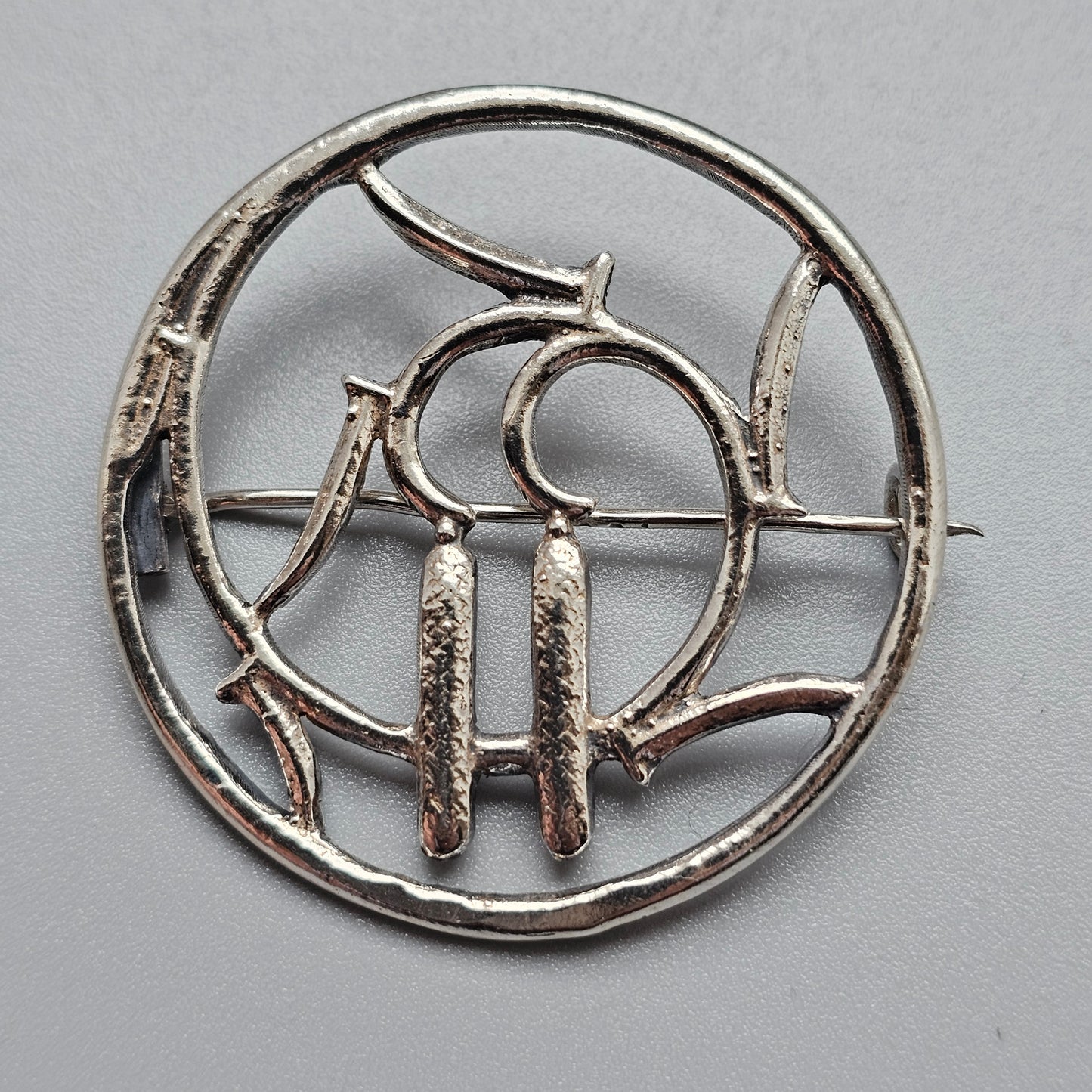 1940s Finnish Art Deco Silver Brooch by Heikki Kaksonen 1943 Spring Theme