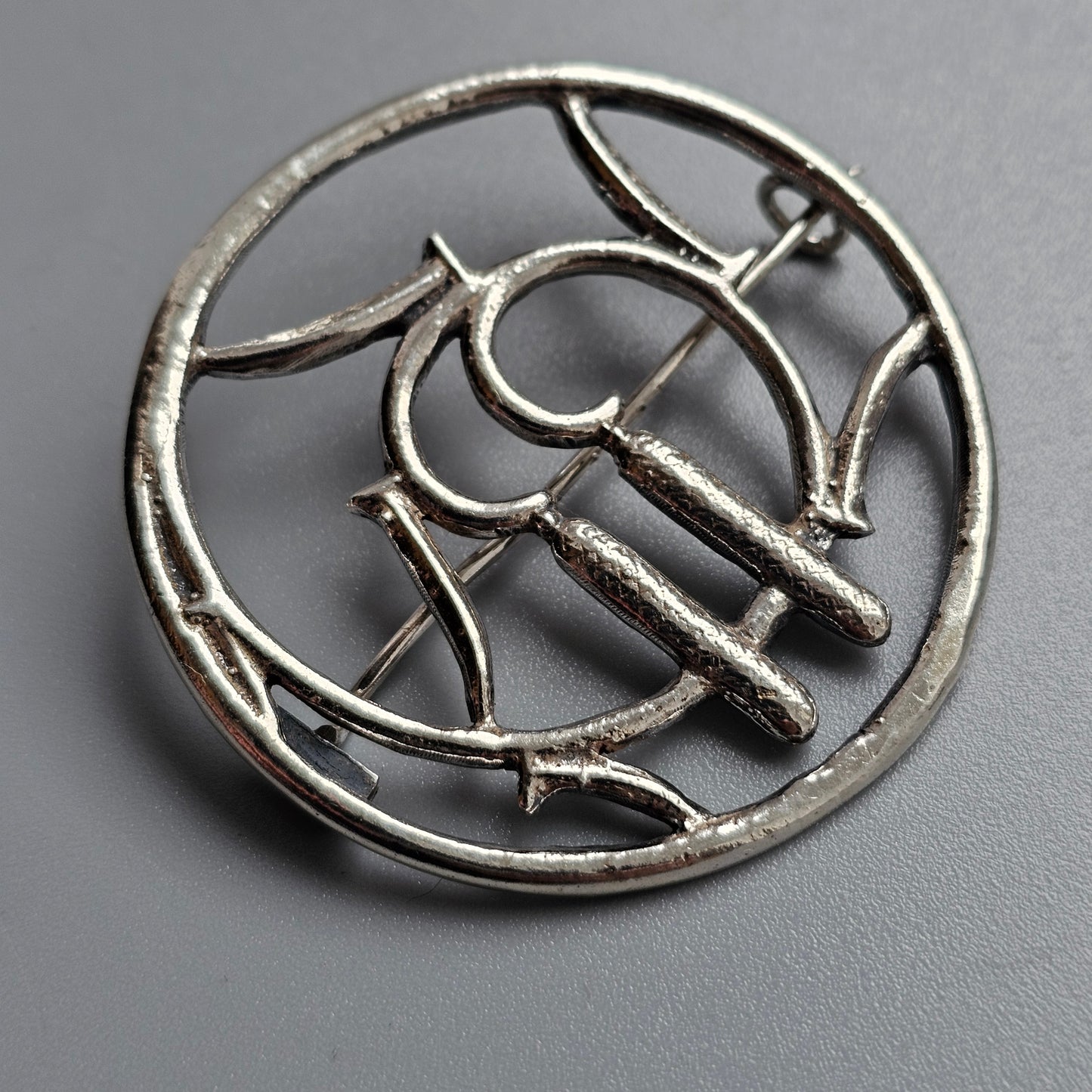 1940s Finnish Art Deco Silver Brooch by Heikki Kaksonen 1943 Spring Theme