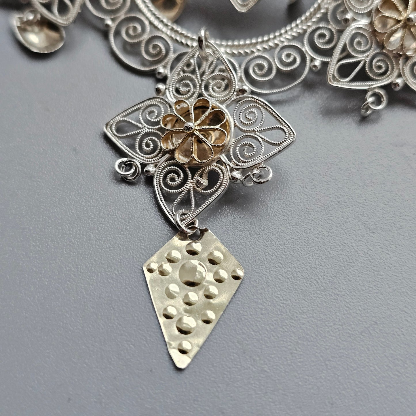 Traditional Norwegian Dangly Silver Filigree Solje Brooch