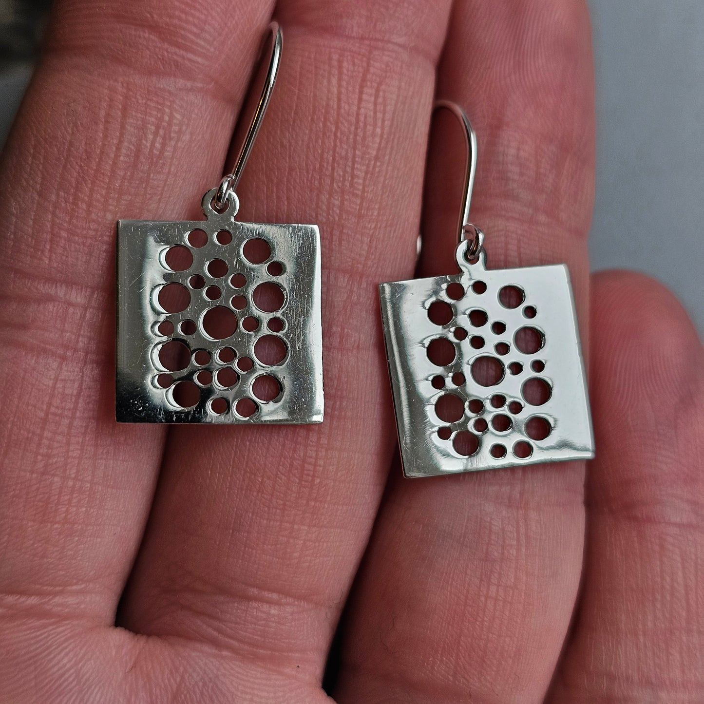 Finnish Liisa Vitali Pitsi Lace Sterling Silver Dangle Earrings
