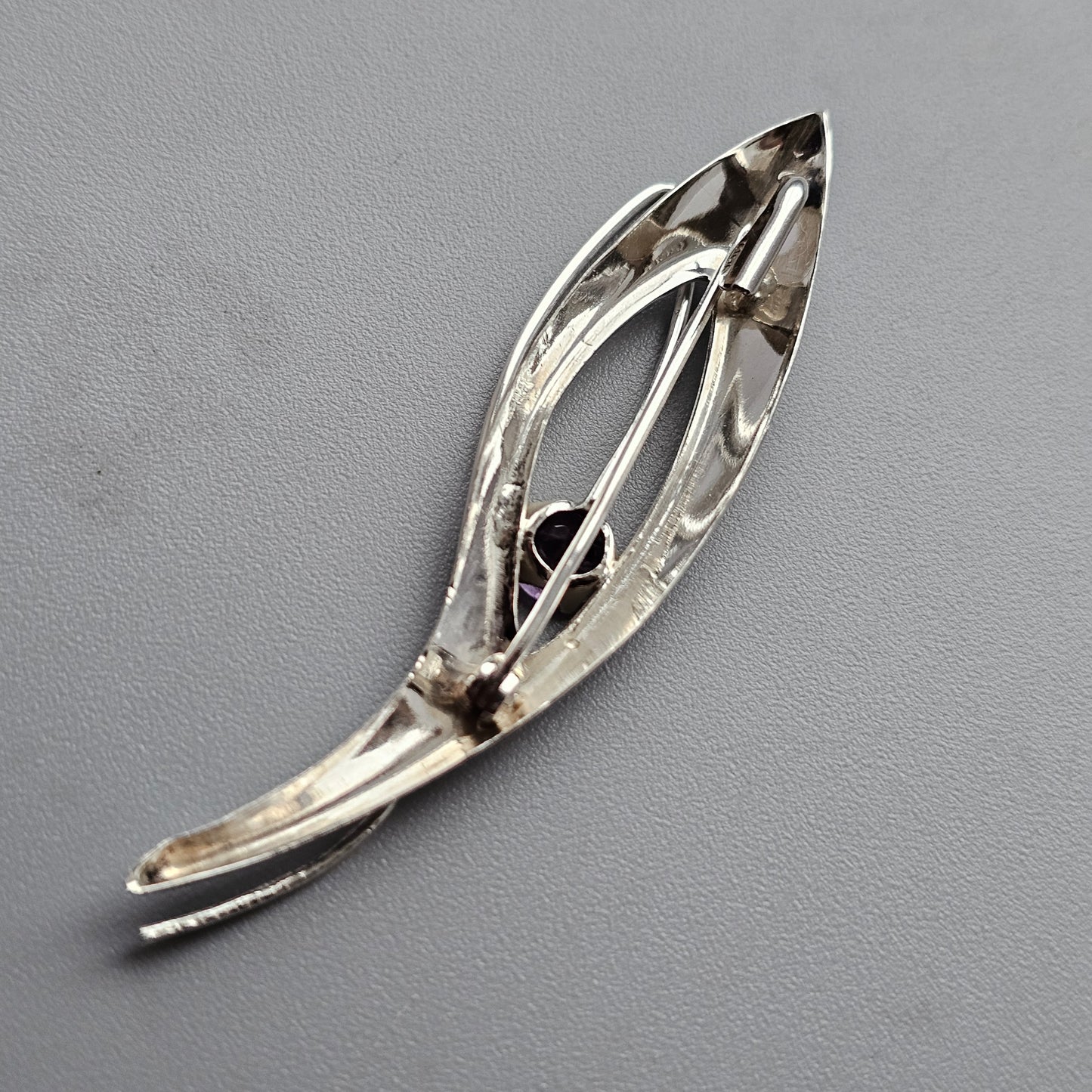 1960s Finnish Silver & Amethyst Flower Brooch - Eero Manner Finland