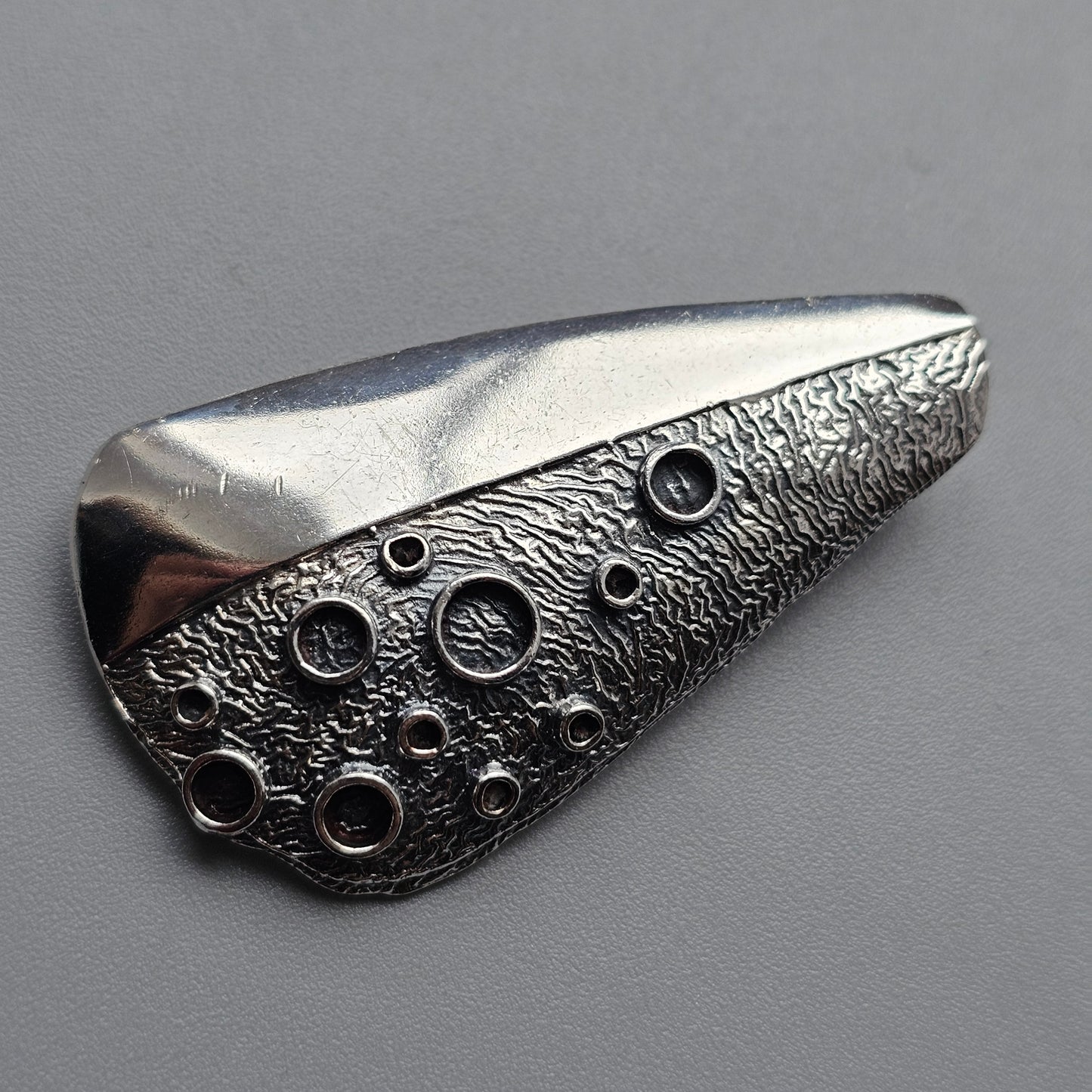 Vintage Finnish Modernist Silver Lunar-Inspired Brooch 1967