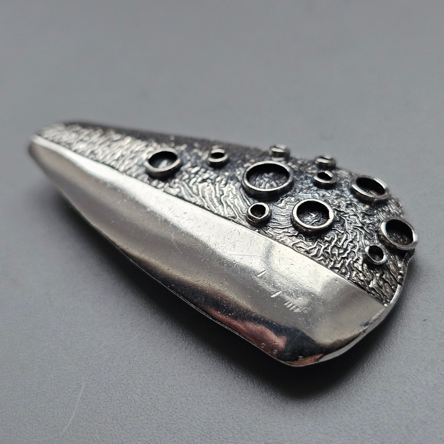 Vintage Finnish Modernist Silver Lunar-Inspired Brooch 1967