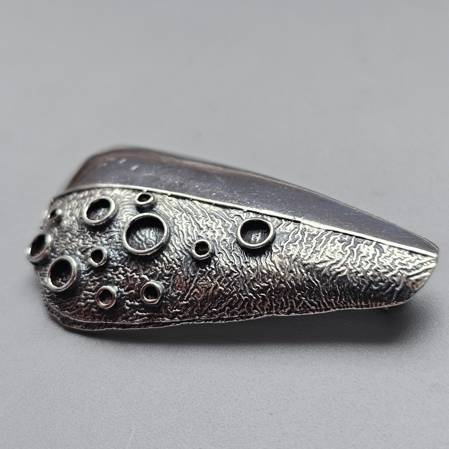 Vintage Finnish Modernist Silver Lunar-Inspired Brooch 1967