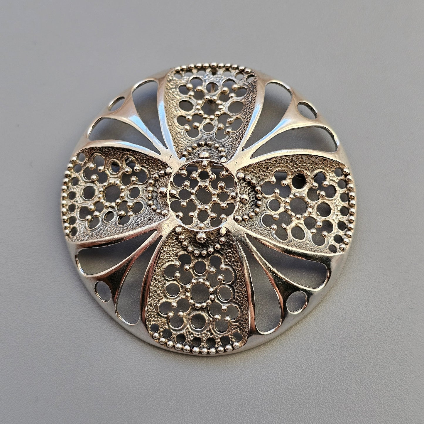 Vintage Finnish Modernist Flower Brooch / Necklace Pendant By Kultakeskus