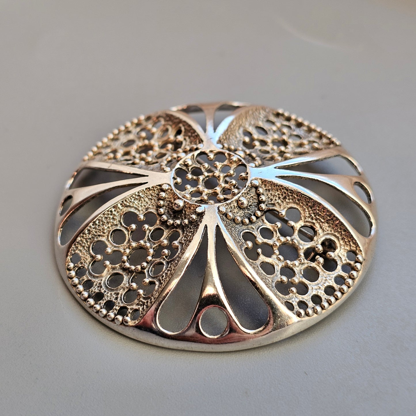 Vintage Finnish Modernist Flower Brooch / Necklace Pendant By Kultakeskus