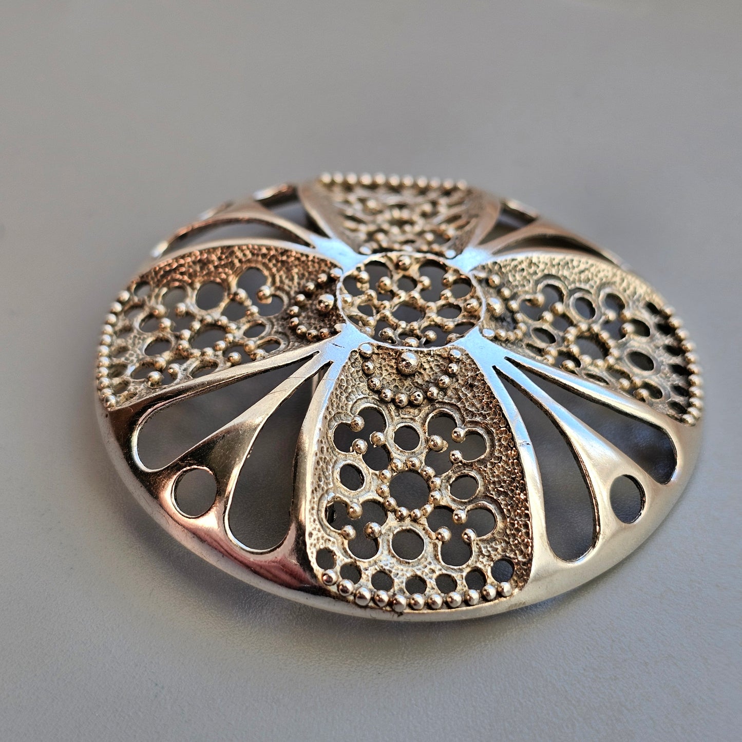 Vintage Finnish Modernist Flower Brooch / Necklace Pendant By Kultakeskus