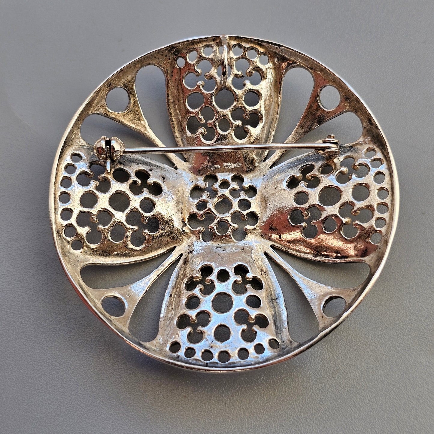 Vintage Finnish Modernist Flower Brooch / Necklace Pendant By Kultakeskus