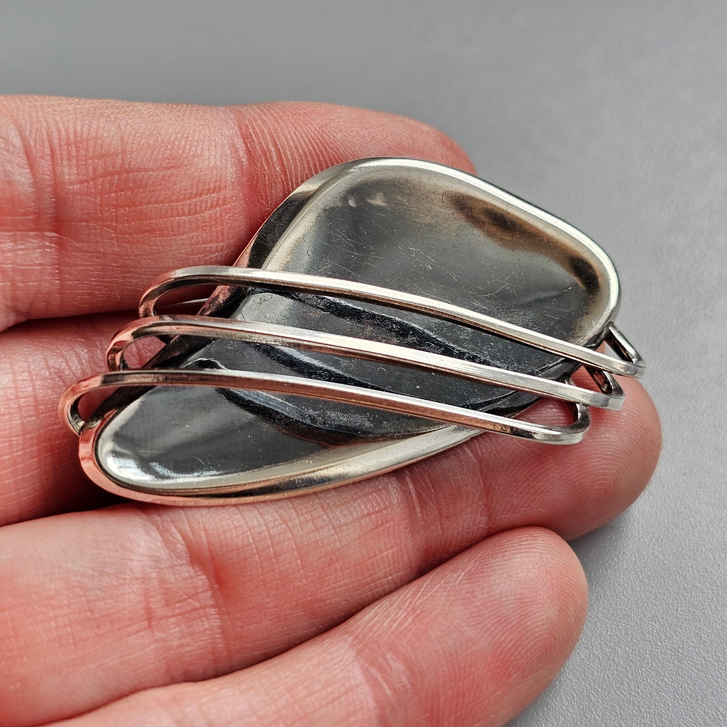 1950s Finnish Modernist Silver Brooch — Erik Granit & Co 1959 MCM
