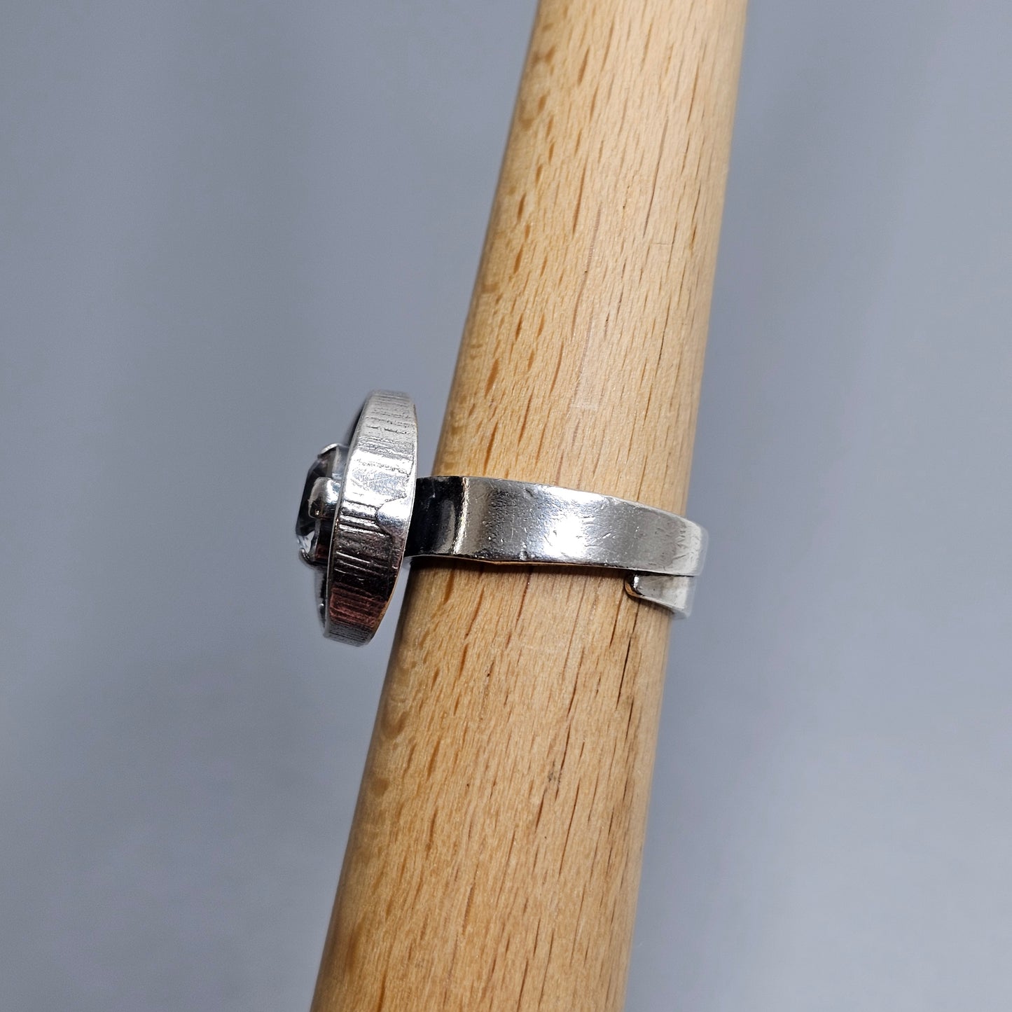 1970s Karl Laine for Finnfeelings Sterling Silver & Rock Crystal Ring - UK Ring Size M 1/2 -  US Ring Size 6.25 -1974