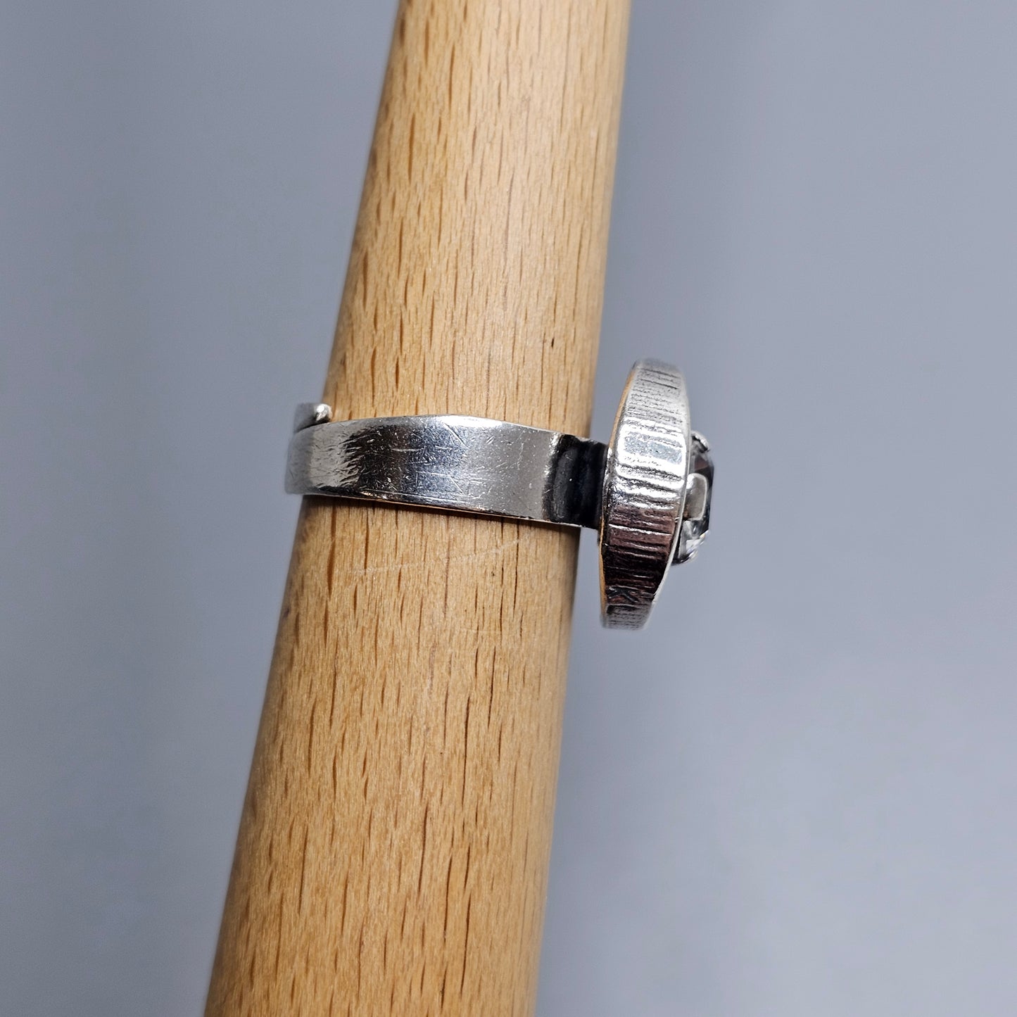 1970s Karl Laine for Finnfeelings Sterling Silver & Rock Crystal Ring - UK Ring Size M 1/2 -  US Ring Size 6.25 -1974