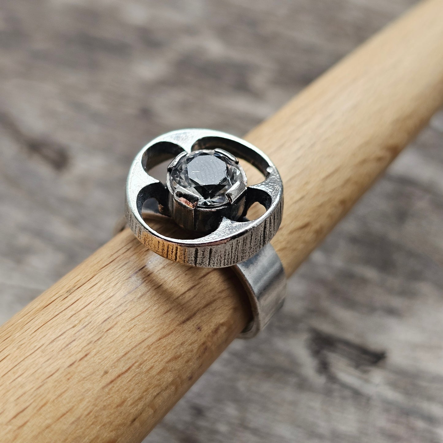 1970s Karl Laine for Finnfeelings Sterling Silver & Rock Crystal Ring - UK Ring Size M 1/2 -  US Ring Size 6.25 -1974