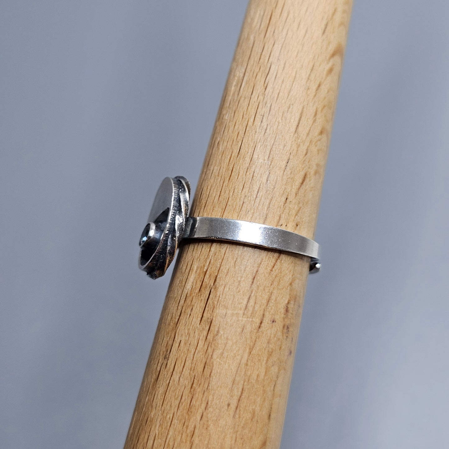 1980s Finnfeelings Sterling Silver & Rock Crystal Ring - UK Ring Size M  -  US Ring Size 6.25 - 1980