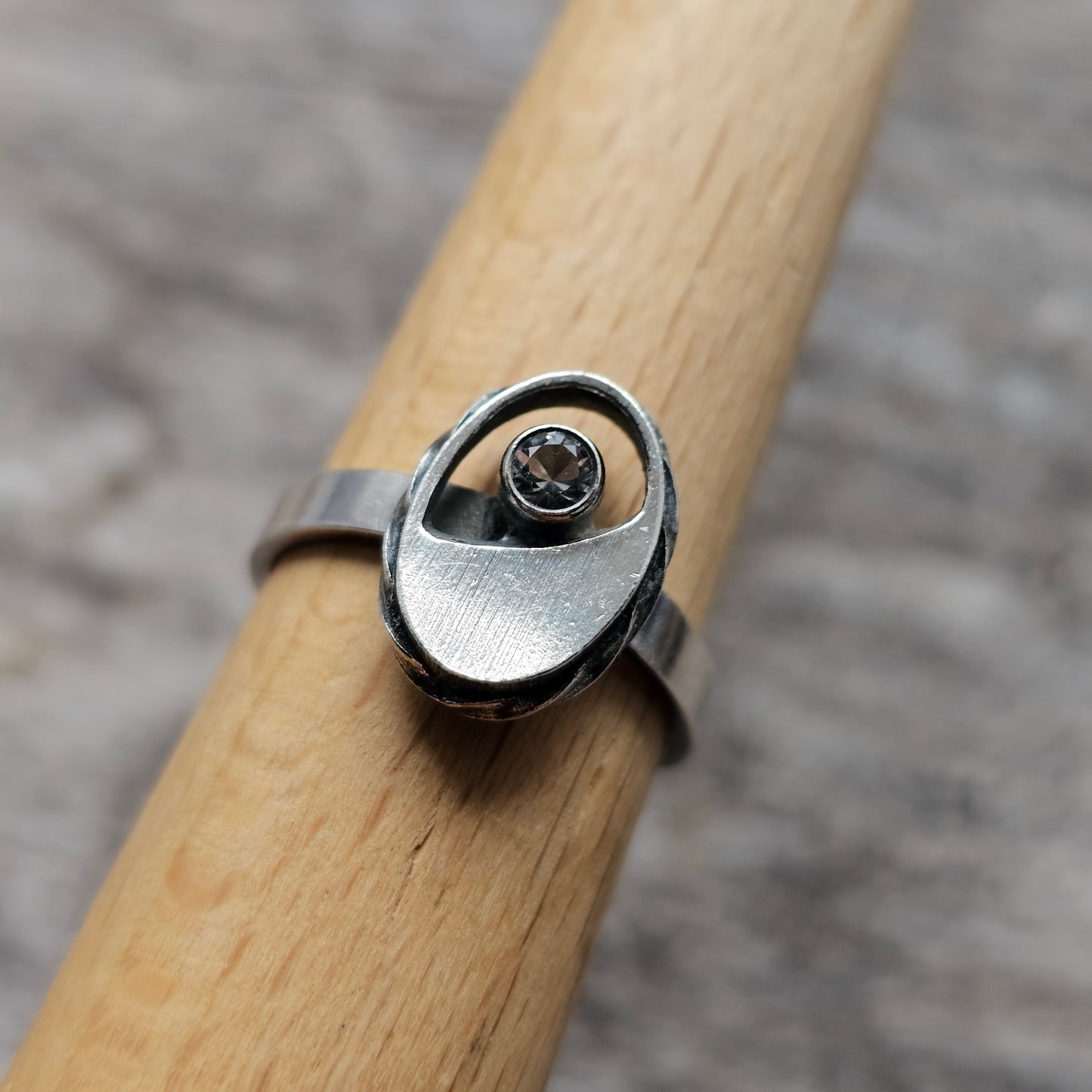 1980s Finnfeelings Sterling Silver & Rock Crystal Ring - UK Ring Size M  -  US Ring Size 6.25 - 1980