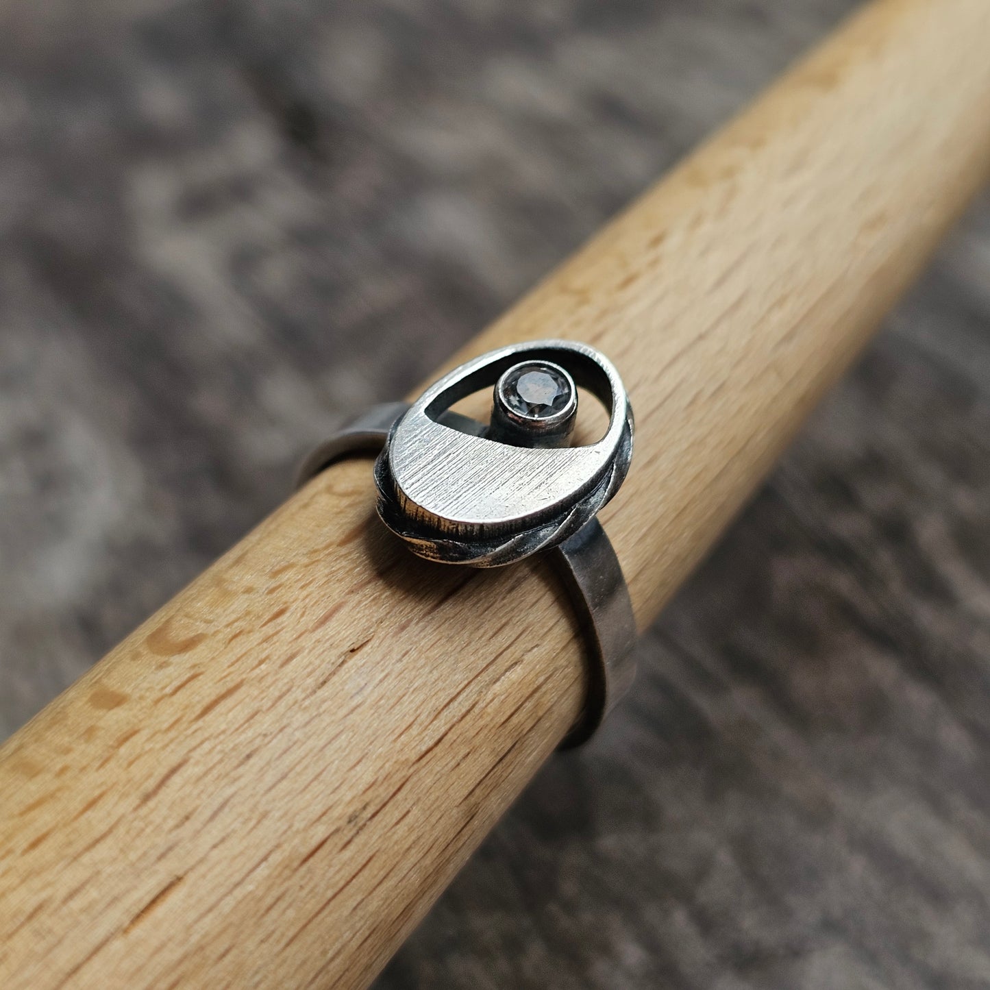 1980s Finnfeelings Sterling Silver & Rock Crystal Ring - UK Ring Size M  -  US Ring Size 6.25 - 1980