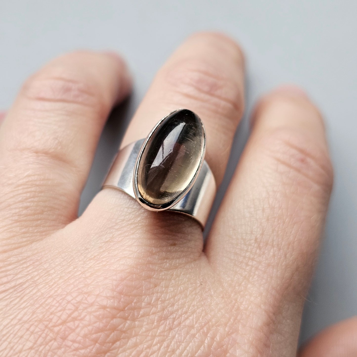1960s Finnish Silver & Smoky Quartz Ring by Kultaseppä Salovaara - UK Ring Size N 1/2 -  US Ring Size 6.75 - 1964