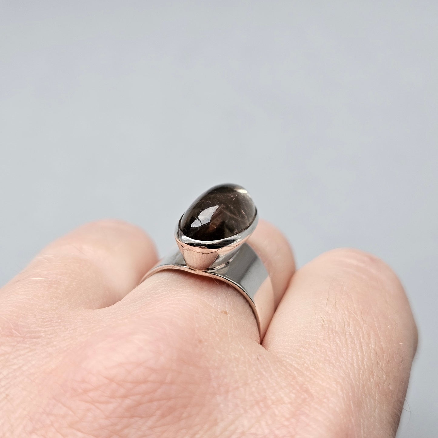 1960s Finnish Silver & Smoky Quartz Ring by Kultaseppä Salovaara - UK Ring Size N 1/2 -  US Ring Size 6.75 - 1964