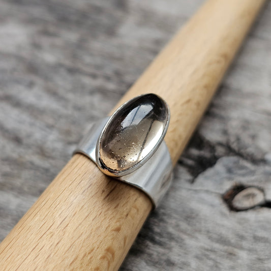 1960s Finnish Silver & Smoky Quartz Ring by Kultaseppä Salovaara - UK Ring Size N 1/2 -  US Ring Size 6.75 - 1964