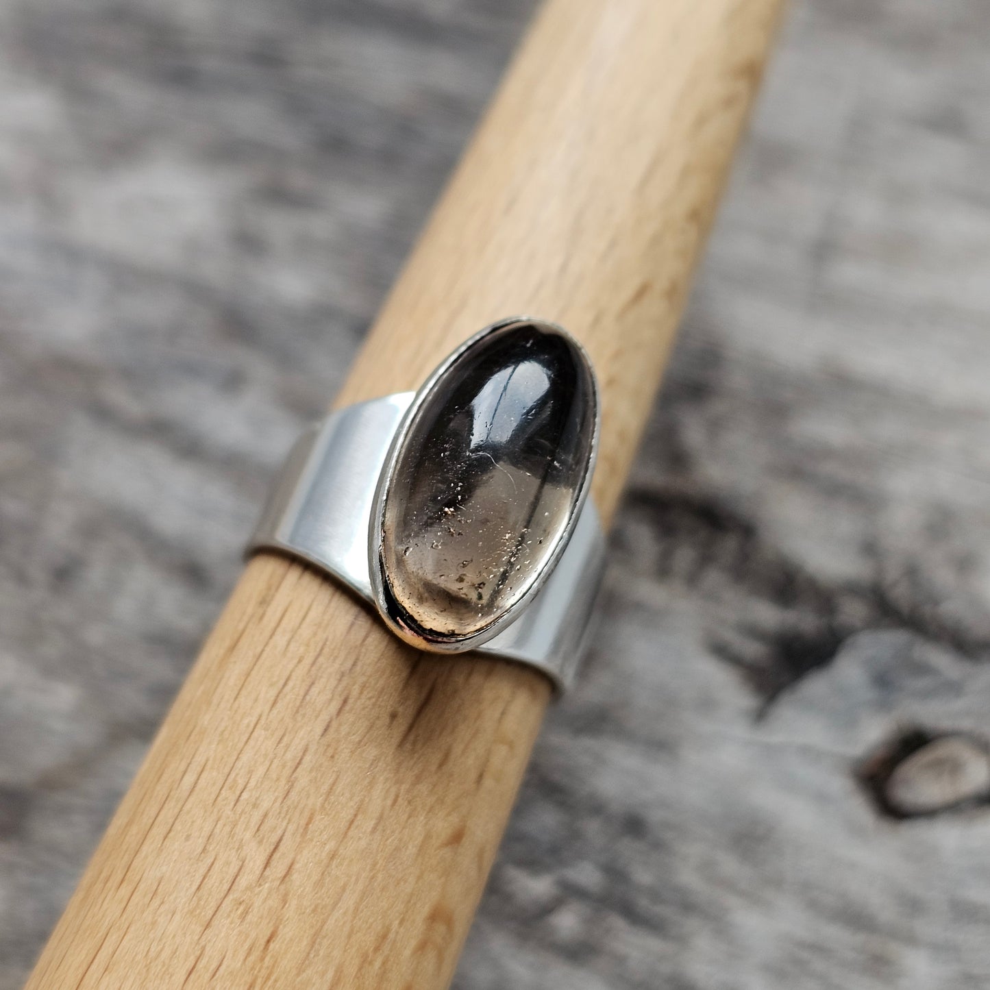 1960s Finnish Silver & Smoky Quartz Ring by Kultaseppä Salovaara - UK Ring Size N 1/2 -  US Ring Size 6.75 - 1964