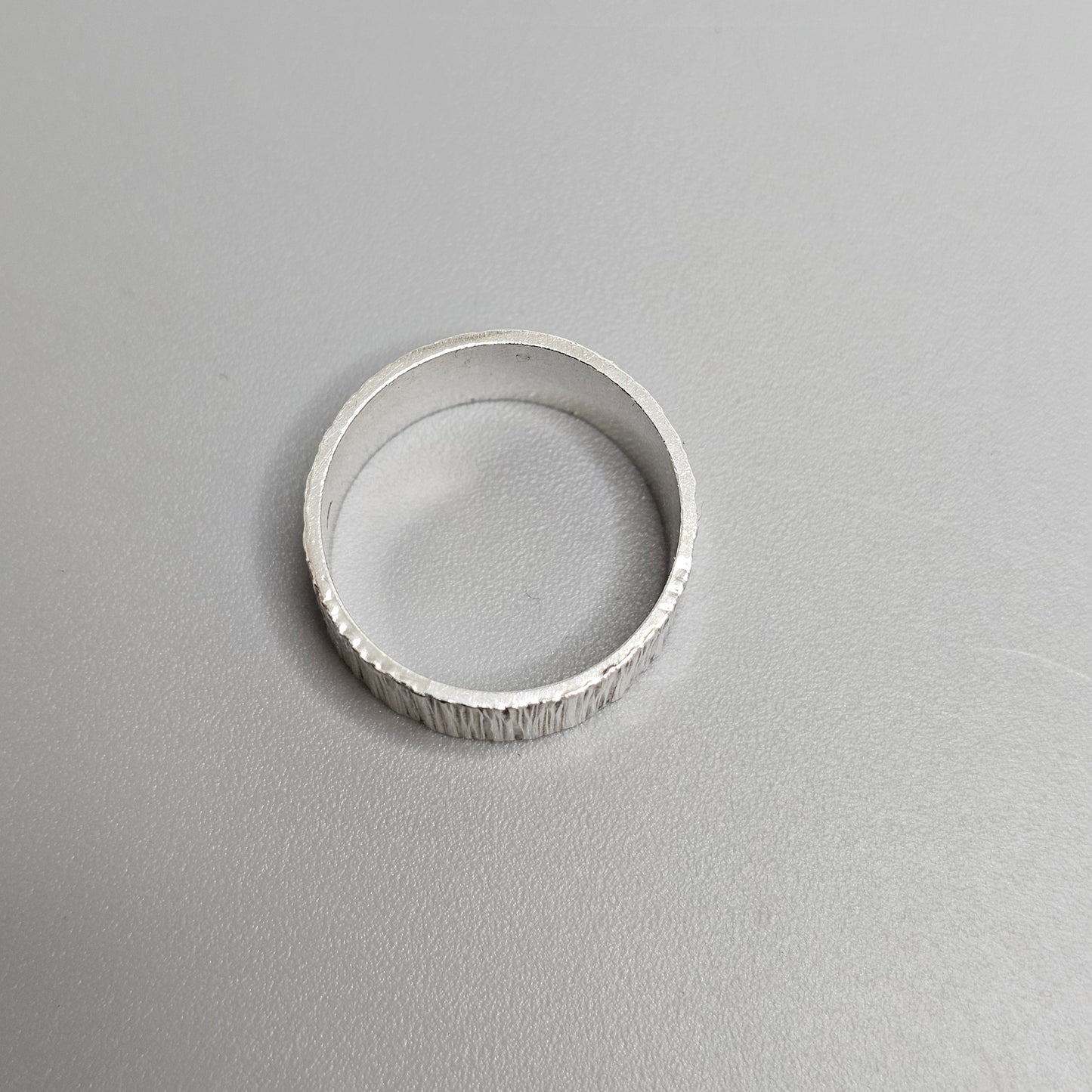 Vintage 1970s British Sterling Silver Textured Band Ring - UK Ring Size P 1/2 -  US Ring Size 7.75 - 1975