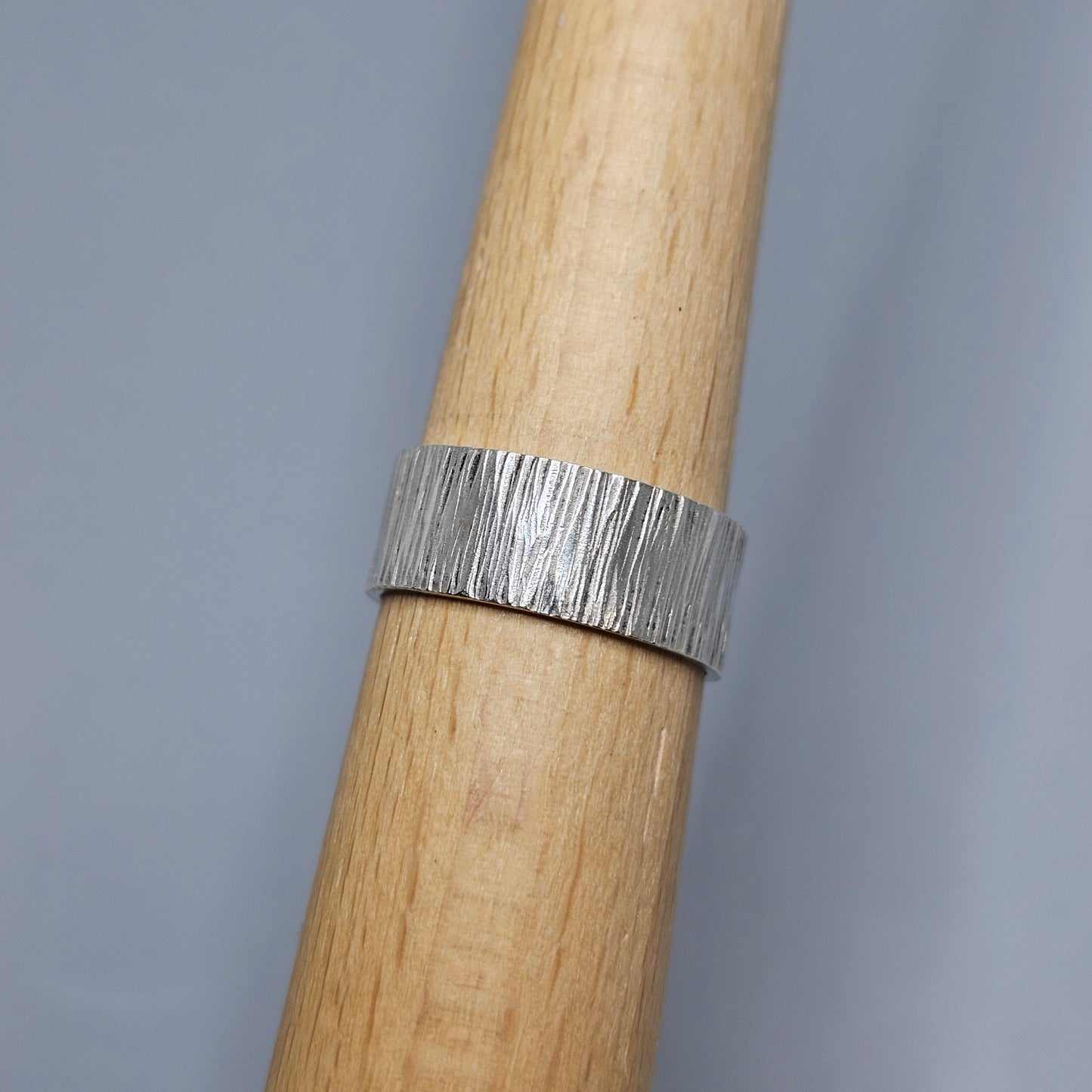 Vintage 1970s British Sterling Silver Textured Band Ring - UK Ring Size P 1/2 -  US Ring Size 7.75 - 1975