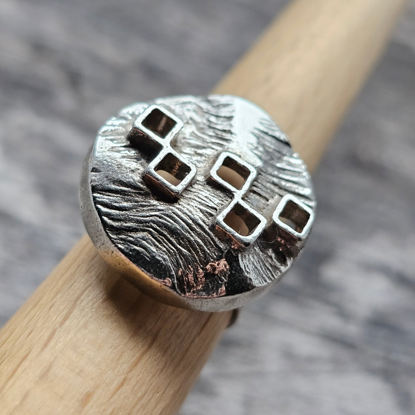 Vintage 1970s Finnish Modernist Space Age Silver Ring by Jalosepot - UK Ring Size P -  US Ring Size 7.5 - 1971