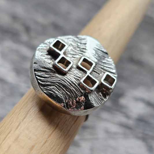 Vintage 1970s Finnish Modernist Space Age Silver Ring by Jalosepot - UK Ring Size P -  US Ring Size 7.5 - 1971