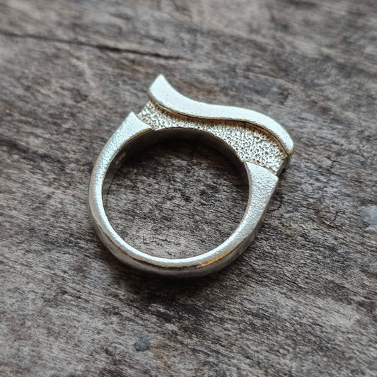 Contemporary Sculptural Sterling Silver Ring - UK Ring Size P -  US Ring Size 7.5
