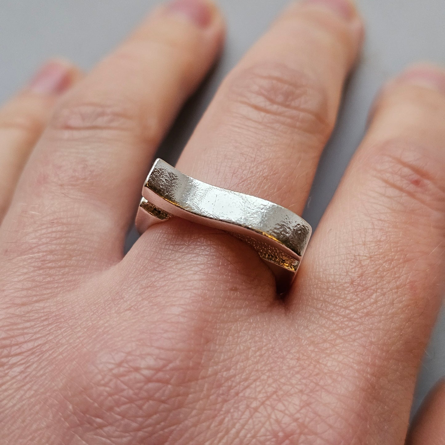 Contemporary Sculptural Sterling Silver Ring - UK Ring Size P -  US Ring Size 7.5