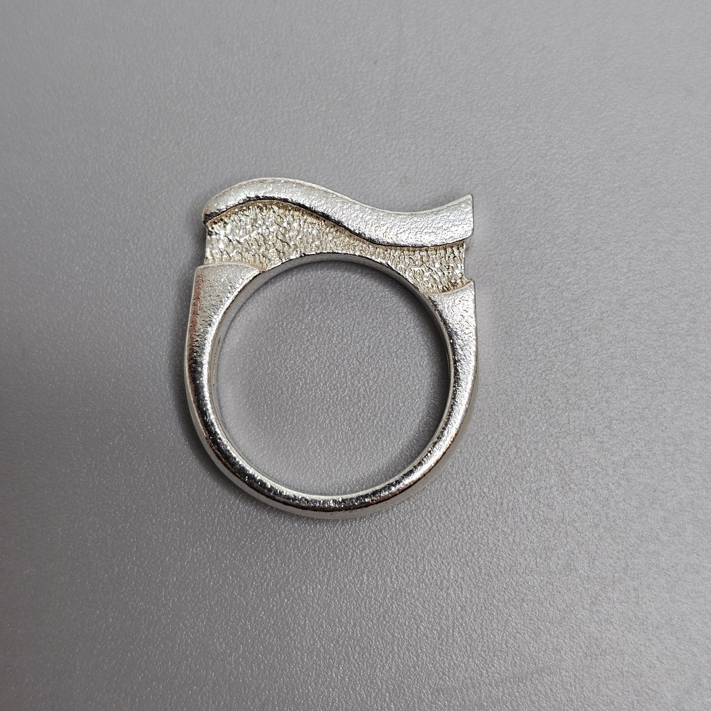 Contemporary Sculptural Sterling Silver Ring - UK Ring Size P -  US Ring Size 7.5