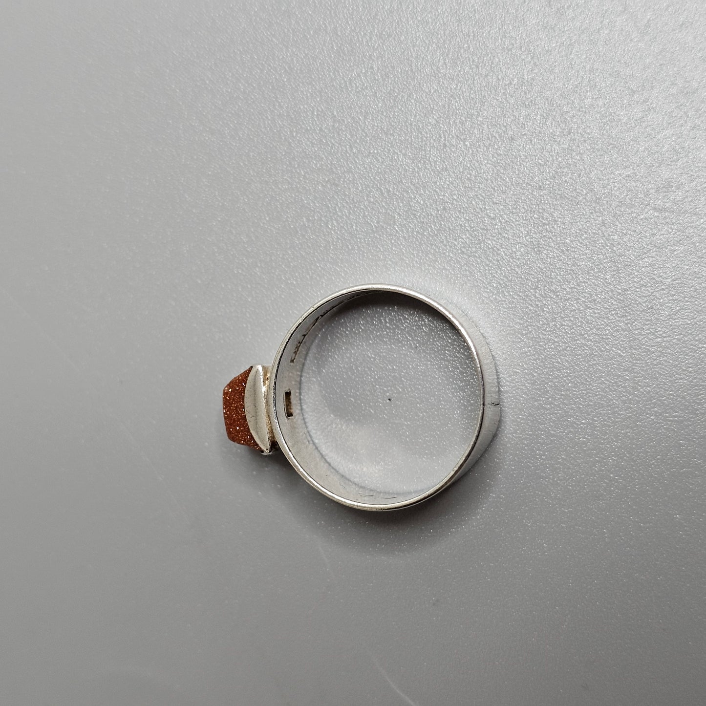 1960s Finnish Modernist Silver & Goldstone Ring by Turun Hopea - UK Ring Size O -  US Ring Size 7 - 1964