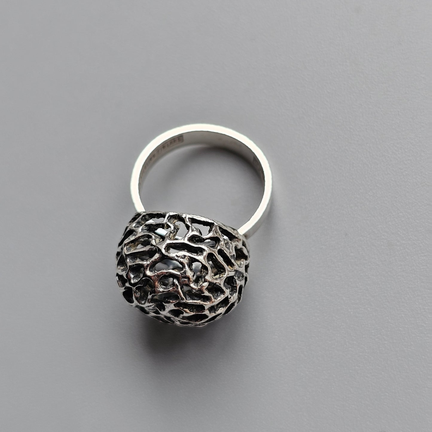 1970s Finnish Modernist Brutalist Sterling Silver Ring by Erik Granit & Co - UK Ring Size L -  US Ring Size 5.75 - 1971