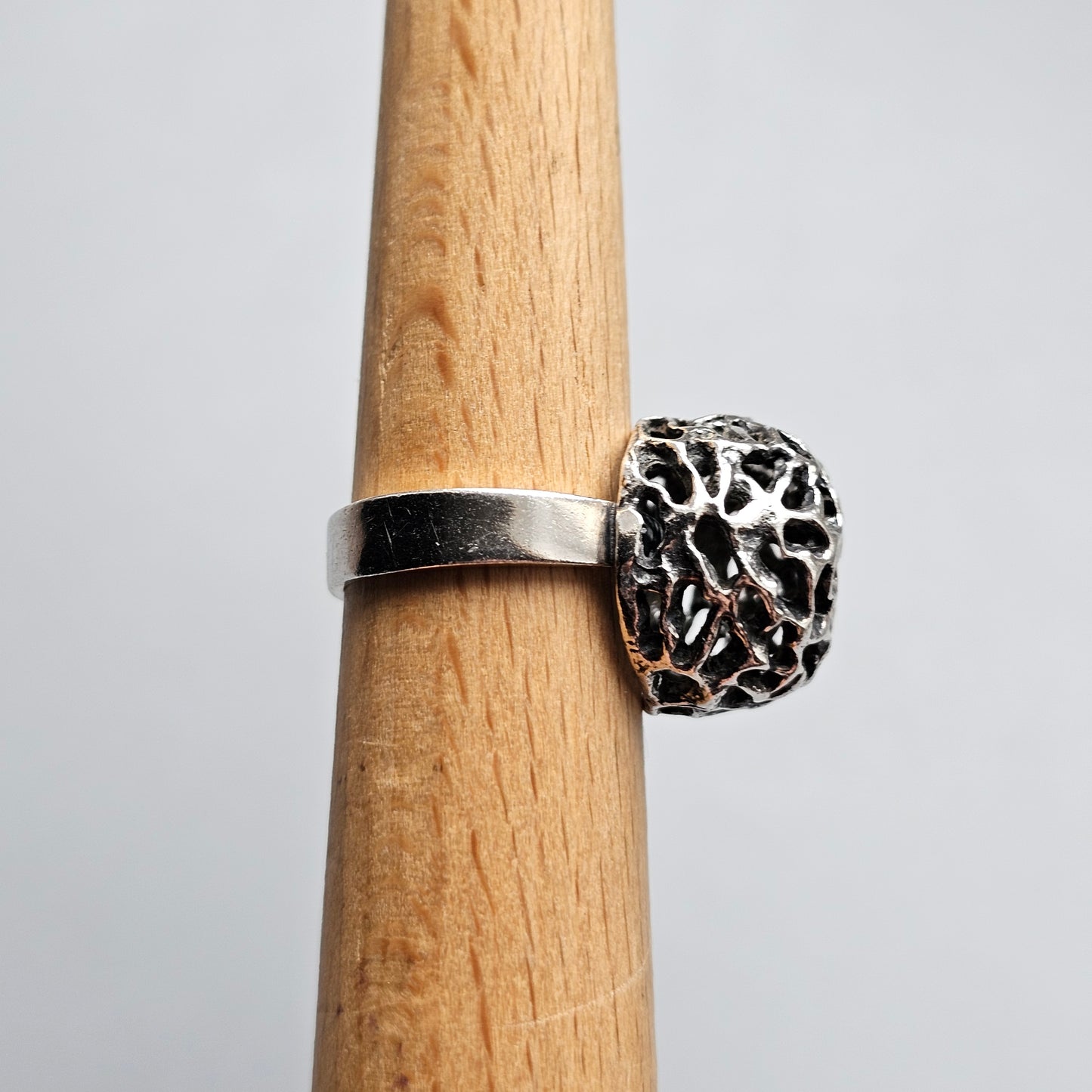 1970s Finnish Modernist Brutalist Sterling Silver Ring by Erik Granit & Co - UK Ring Size L -  US Ring Size 5.75 - 1971