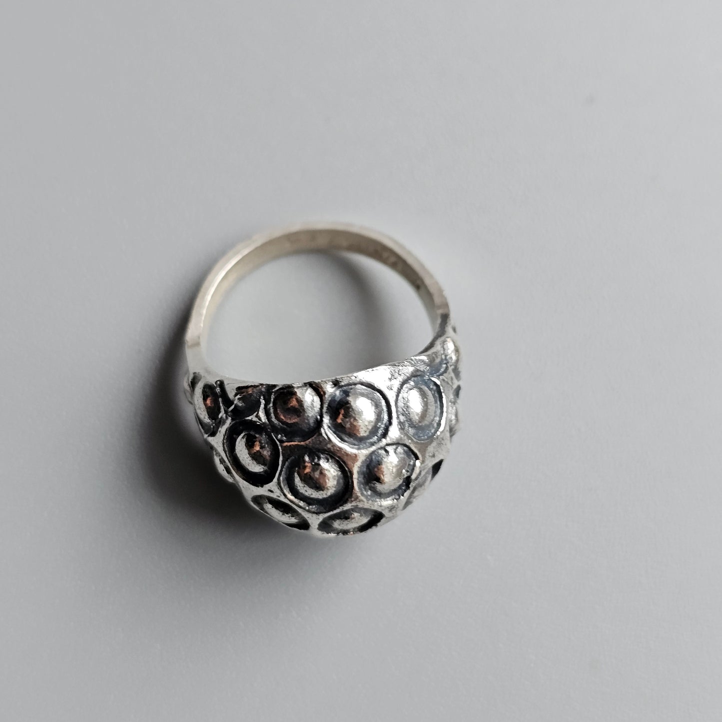 1970s Finnish Modernist Domed Silver Ring by Alpo Tammi for Tammen Koru - UK Ring Size N -  US Ring Size 7.25 - 1970