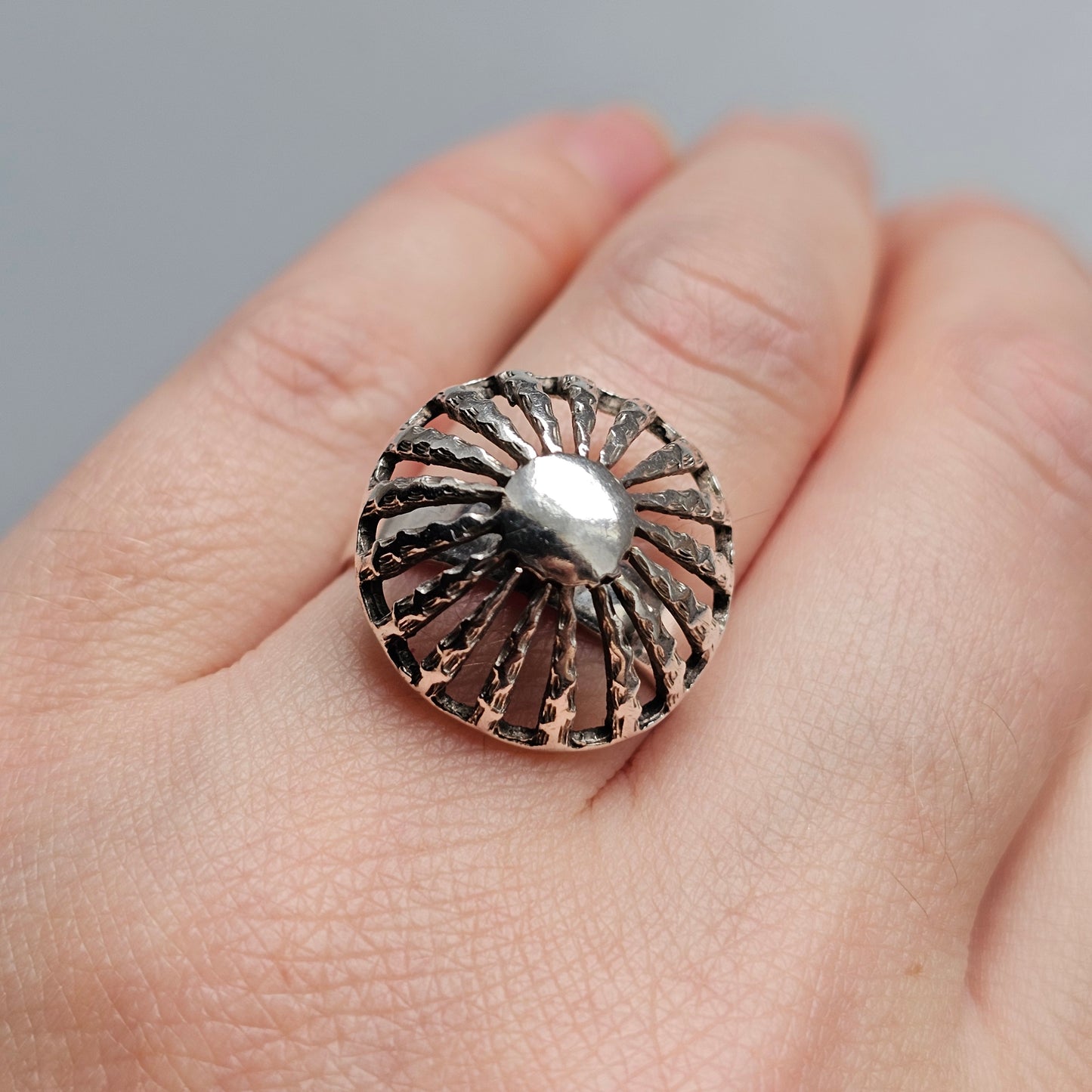 1970s Finnish Modernist Sterling Silver Ring by Pekka Aulin - UK Ring Size M -  US Ring Size 6 - 1971