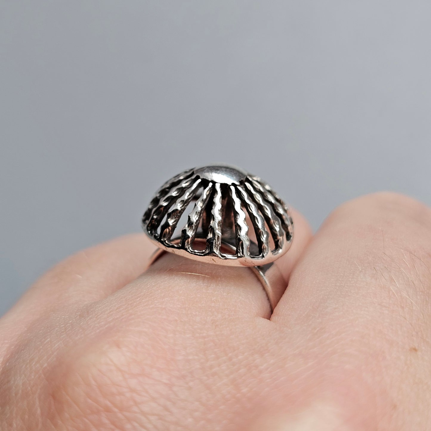1970s Finnish Modernist Sterling Silver Ring by Pekka Aulin - UK Ring Size M -  US Ring Size 6 - 1971