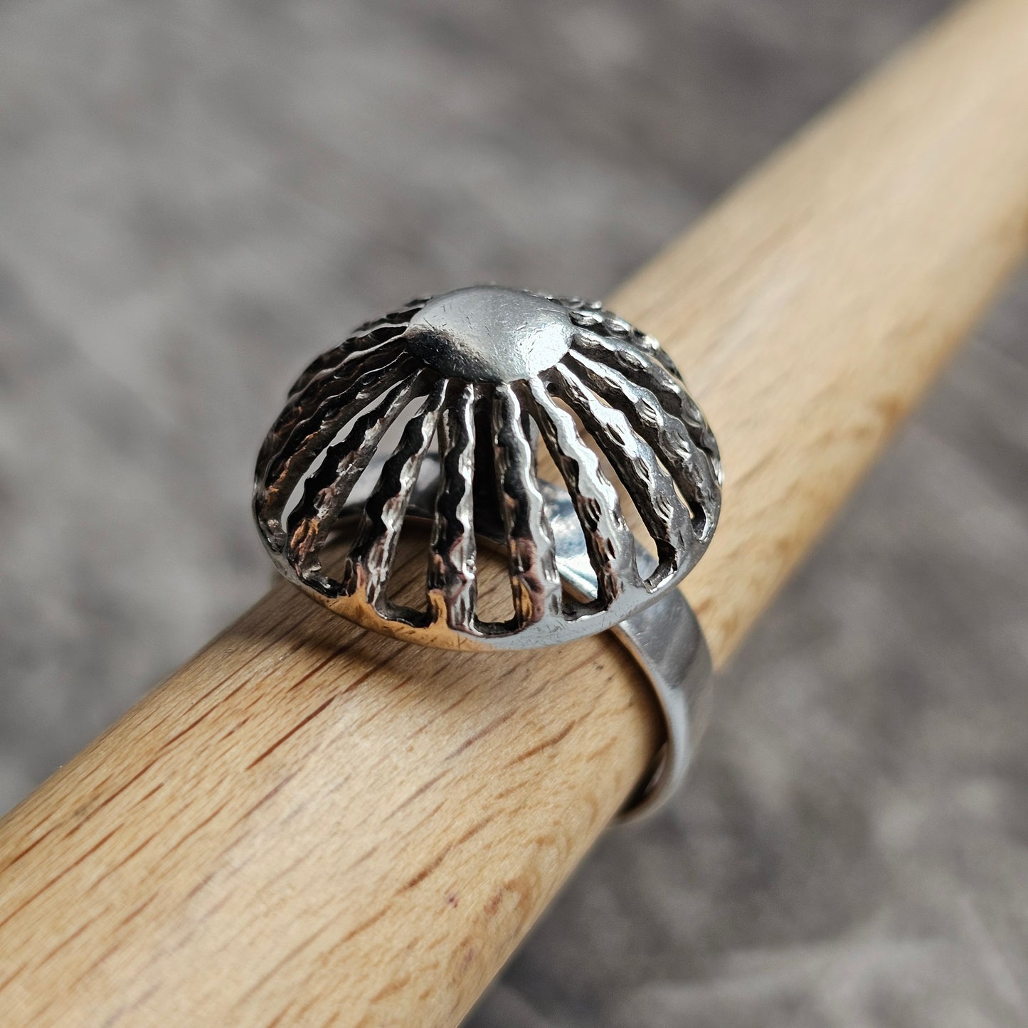 1970s Finnish Modernist Sterling Silver Ring by Pekka Aulin - UK Ring Size M -  US Ring Size 6 - 1971