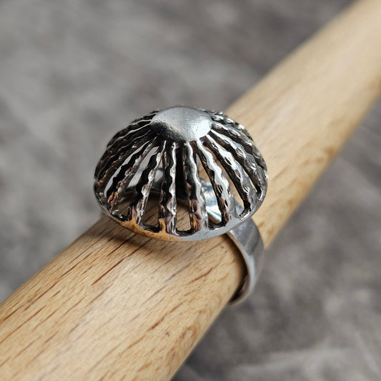 1970s Finnish Modernist Sterling Silver Ring by Pekka Aulin - UK Ring Size M -  US Ring Size 6 - 1971