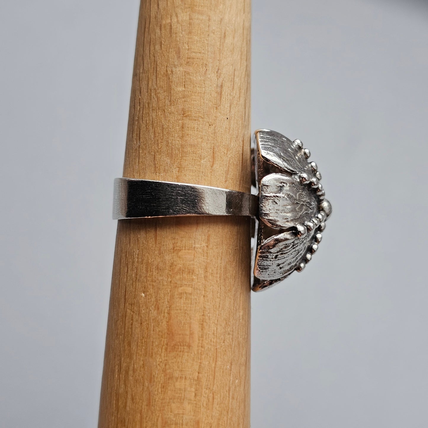 1970s Finnish Modernist Brutalist Sterling Silver Flower Ring by Pentti Lehtisalo - UK Ring Size O 1/2 -  US Ring Size 7.25 - 1970