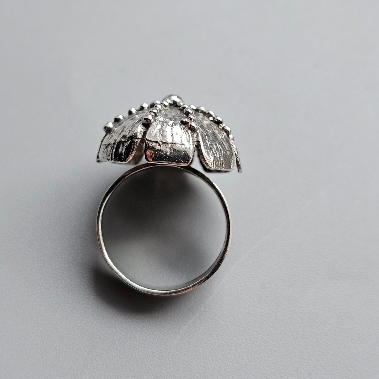 1970s Finnish Modernist Brutalist Sterling Silver Flower Ring by Pentti Lehtisalo - UK Ring Size O 1/2 -  US Ring Size 7.25 - 1970