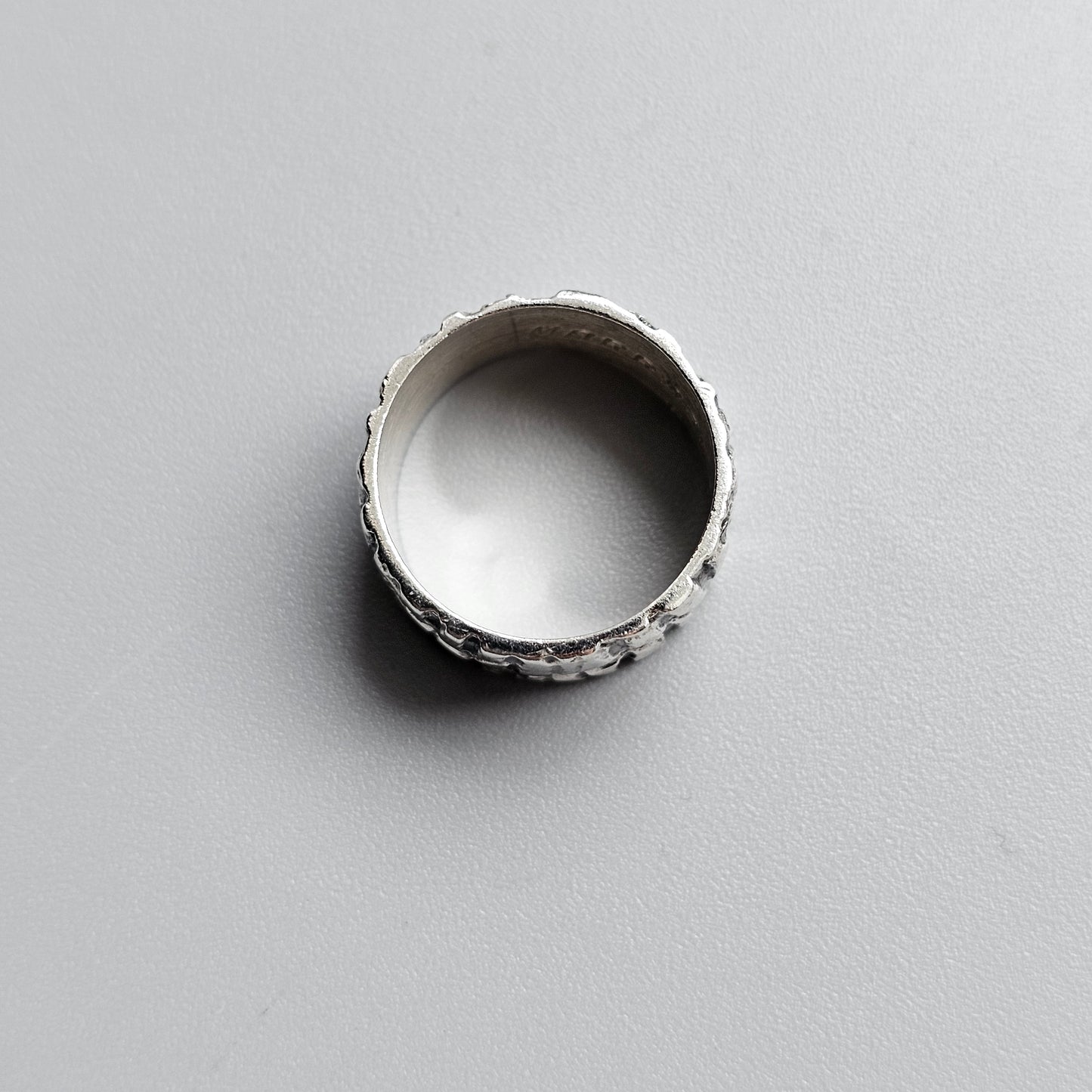 1970s Finnish Modernist Brutalist Sterling Silver Ring Band by Vuorikulta - UK Ring Size M 1/2 -  US Ring Size 6.5 -1976